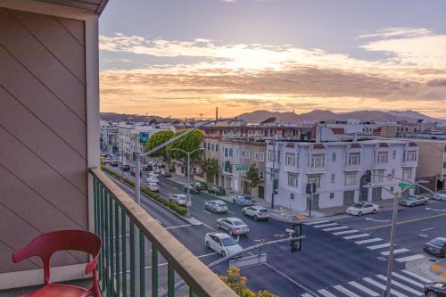 a view from a balcony overlooking a city at Samesun San Francisco in San Francisco