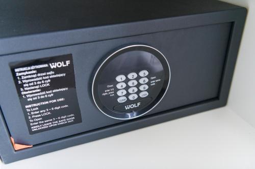 a remote control sitting inside of a black box at Aqua Your Stay in Sasino