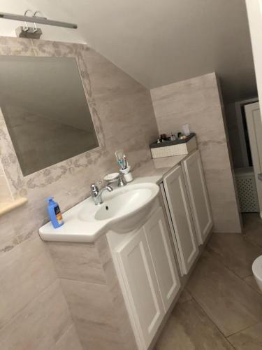 a bathroom with a sink and a mirror at Casa Nicole in Monterotondo