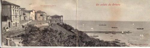 an old picture of a city with boats in the water at il Riccio B&B in Ortona