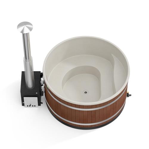 a rendering of a round bathtub with a lamp at Wellness Hütte am Zwenkauer See bei Leipzig in Zwenkau