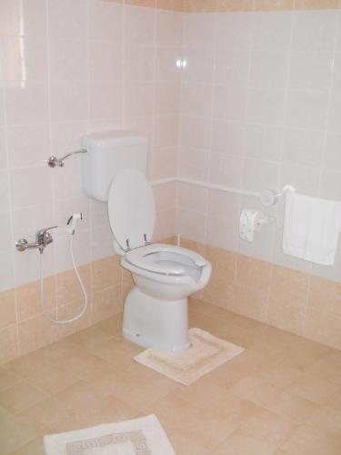 ein Badezimmer mit einer weißen Toilette in einem Zimmer in der Unterkunft Agriturismo Tenuta Perruzzi in Leverano