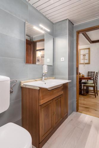 a bathroom with a sink and a toilet at House Obrš in Mošćenička Draga