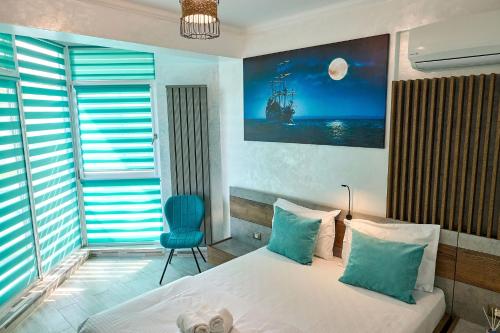 Ένα ή περισσότερα κρεβάτια σε δωμάτιο στο Blue Bamboo Apartment Spa Pools Resort and Parking