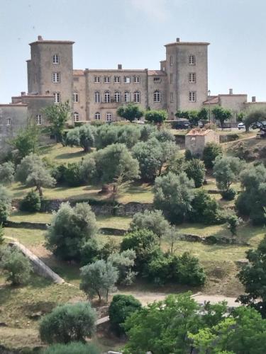 an old castle on top of a hill with trees at Lou calado in Fayence