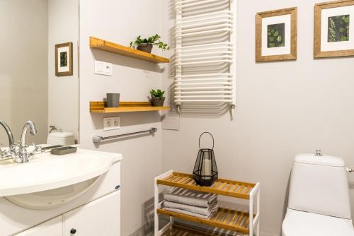 a bathroom with a sink and a toilet at Czas na Puszczę in Puszcza Mariańska