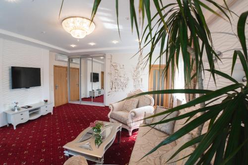 TV a/nebo společenská místnost v ubytování Hotel Ternopil