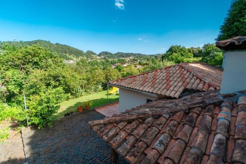 an overhead view of a house with a roof at Casa da Tia Clementina in Santana