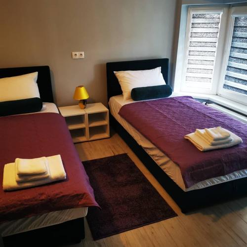 a bedroom with two beds and a window at Kod Dzimija in Golubac