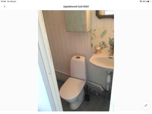 małą łazienkę z toaletą i umywalką w obiekcie Stråvalla Hulegården w mieście Stråvalla