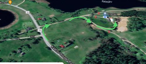 a map of a park with a map of a road at Eha Farmstay in Rõuge