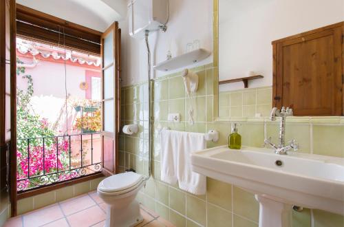 a bathroom with a sink and a toilet and a window at La Morada Mas Hermosa in Marbella