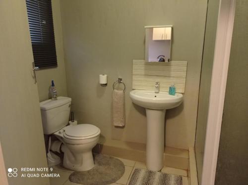 a bathroom with a toilet and a sink at Atholl Heights Home in Westville