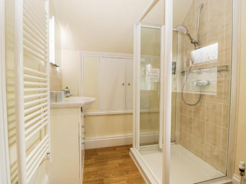 een badkamer met een douche en een wastafel bij Belview Cottage in Sturminster Newton