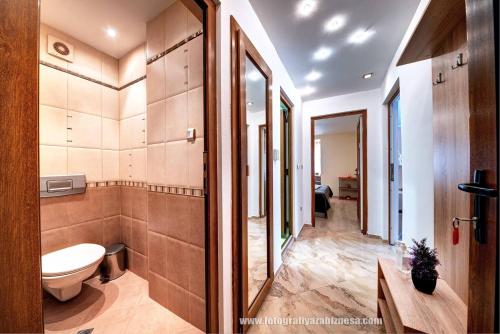a bathroom with a toilet and a sink at Вила Далия - Несебър in Nesebar