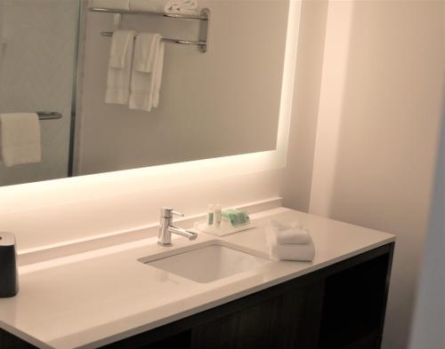 a bathroom with a sink and a mirror at Holiday Inn & Suites St. Cloud, an IHG Hotel in Saint Cloud