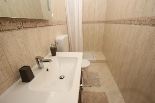 a bathroom with a white sink and a toilet at Apartment Luigi in Poreč