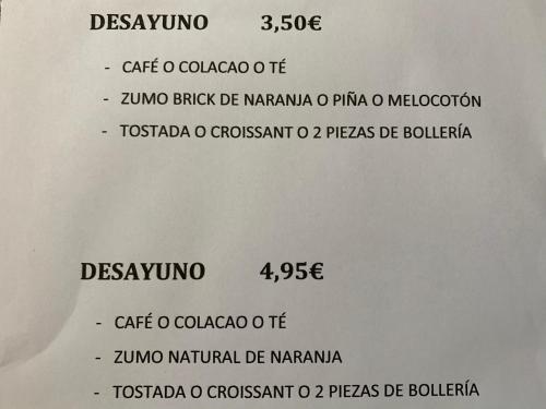 a white piece of paper with writing on it at Pensión Bowling in Irún