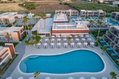 an overhead view of the pool at the resort at Utopia Blu Hotel in Tigaki