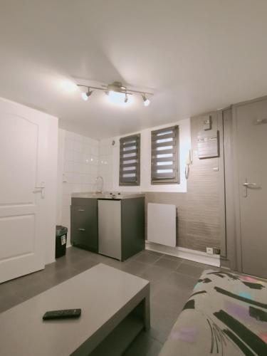 Cette chambre dispose d'une cuisine avec un canapé et une table. dans l'établissement happy petite venise, à Colmar