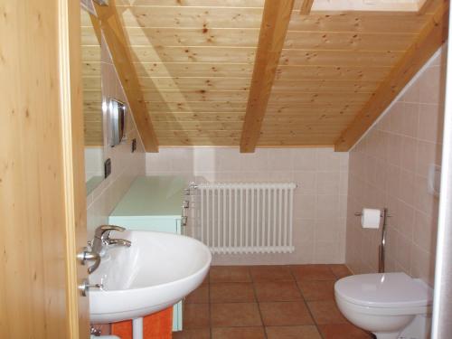 Un baño con lavabo e inodoro en Agritur Melango, en Fondo