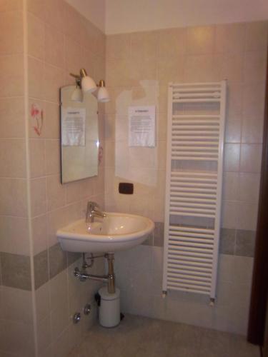 a bathroom with a sink and a mirror at Le Bottesele in San Zeno di Montagna