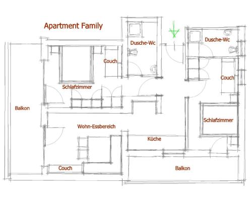 a floor plan of a small house at Haus Enzian Apartments in Kartitsch