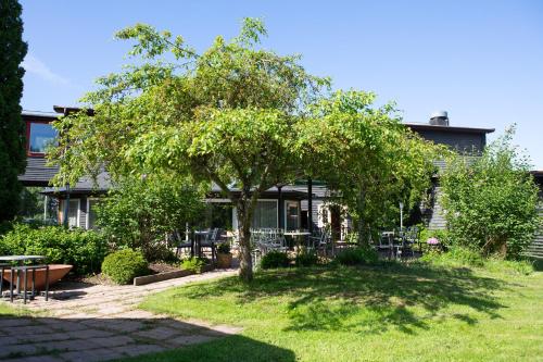 a house with a tree in front of it at Gylle Hotell & Restaurang Brödernas in Borlänge