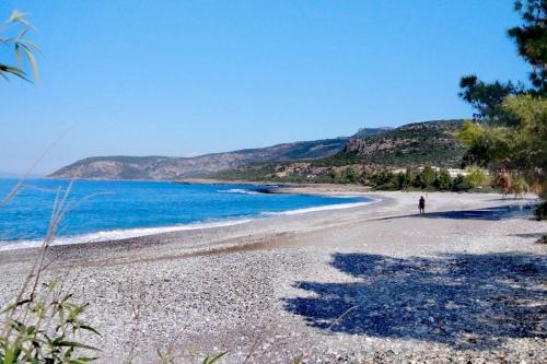 a person walking on a beach near the water at Sea And Sun apartments 304 Ιδιωτικό διαμέρισμα in Kardamili