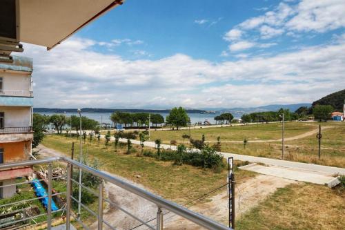a view of the water from a balcony of a building at Eceabat Doğa Pansiyon-Hotel in Eceabat