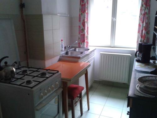 a small kitchen with a stove and a sink at Holiday home in Tihany/Balaton 20236 in Tihany