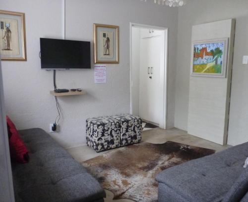 uma sala de estar com um sofá e uma televisão de ecrã plano em Le Franz em Parys