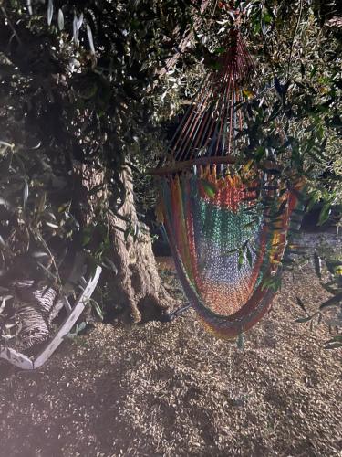 a colorful hammock hanging from a tree at La casa di Gioggiò in Ioppolo Giancaxio