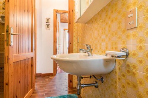 a bathroom with a sink on the wall at Bella Vista 2 in San Zeno di Montagna