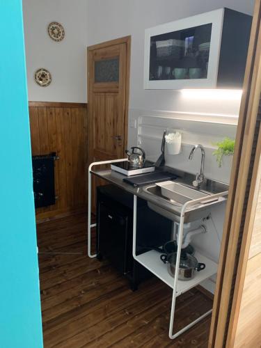 a kitchen with a sink and a counter top at Agroturystyka U Tadysa in Szaflary