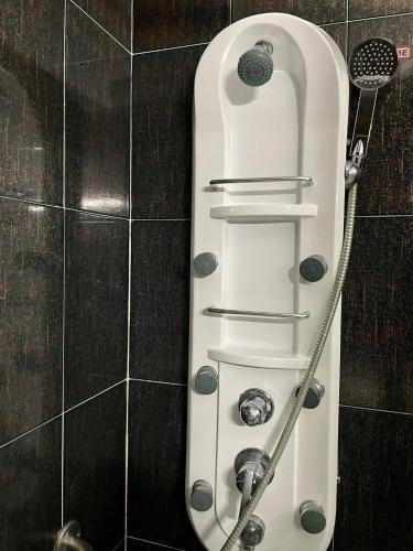 a bath tub with a showeroser with a shower at Hotel Rural A Coutada - Peniche in Atouguia da Baleia