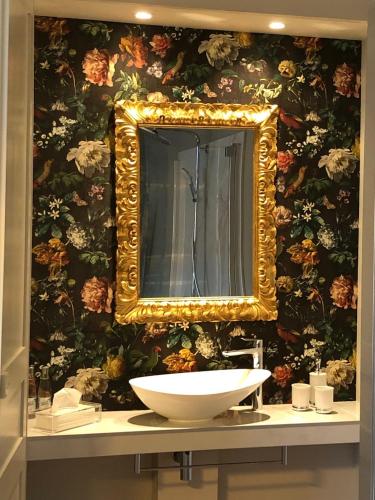 a bathroom with a mirror and a sink at Les chambres Berguoises Chambre privée au Cœur de Bergues in Bergues