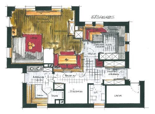 a drawing of a floor plan of a house at Sporer-Alm in Rohrberg
