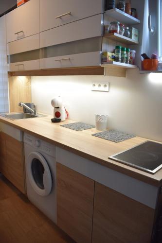 Kuchyň nebo kuchyňský kout v ubytování AB Apartman Siófok
