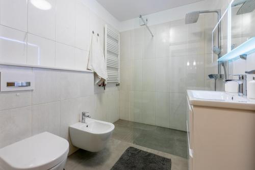 un bagno bianco con un water e un lavandino di Apartment Olive a Selce