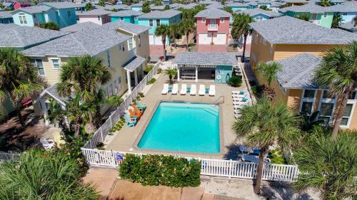 an aerial view of a house with a swimming pool at Popsicles and Flip Flops VW8 in Port Aransas