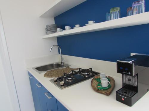 una piccola cucina con piano cottura e lavandino di Casa Vacanze Le Palette - Glicine a Ponza