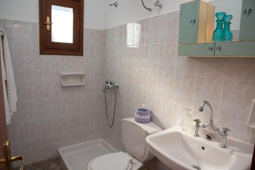 a bathroom with a toilet and a sink at Amalia Complex in Nisakion