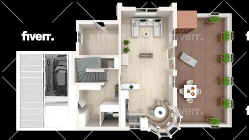 a rendering of a floor plan of a house at Chalet Weinberg Top 1 & Top 2 by Apartment Managers in Kirchberg in Tirol
