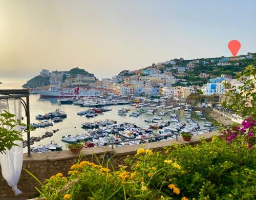 ポンツァにあるDomus Ɫ Ponza SeaViewの船が浮かぶ港の景色