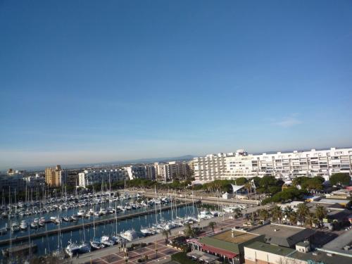 a view of a harbor with boats in the water at Le Callisto 2 in Mauguio