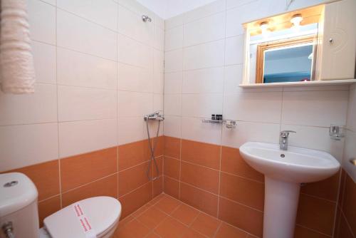 a bathroom with a toilet and a sink at Elena Studios in Athanion