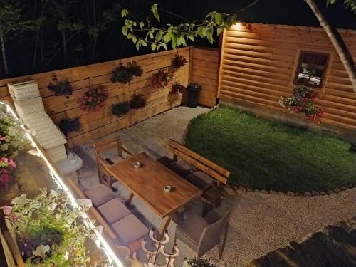 an aerial view of a backyard at night at Brvnara Fairy Tale in Cetinje
