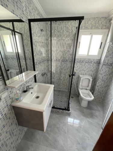 a bathroom with a sink and a toilet at Precioso Apartamento en tetouan in Tetouan