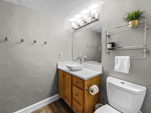 a bathroom with a white toilet and a sink at Inner Circle 3 Condo in Breckenridge